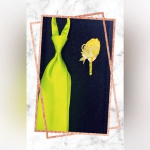 Custom Made Boutonniere With Matching Long Tie For Free